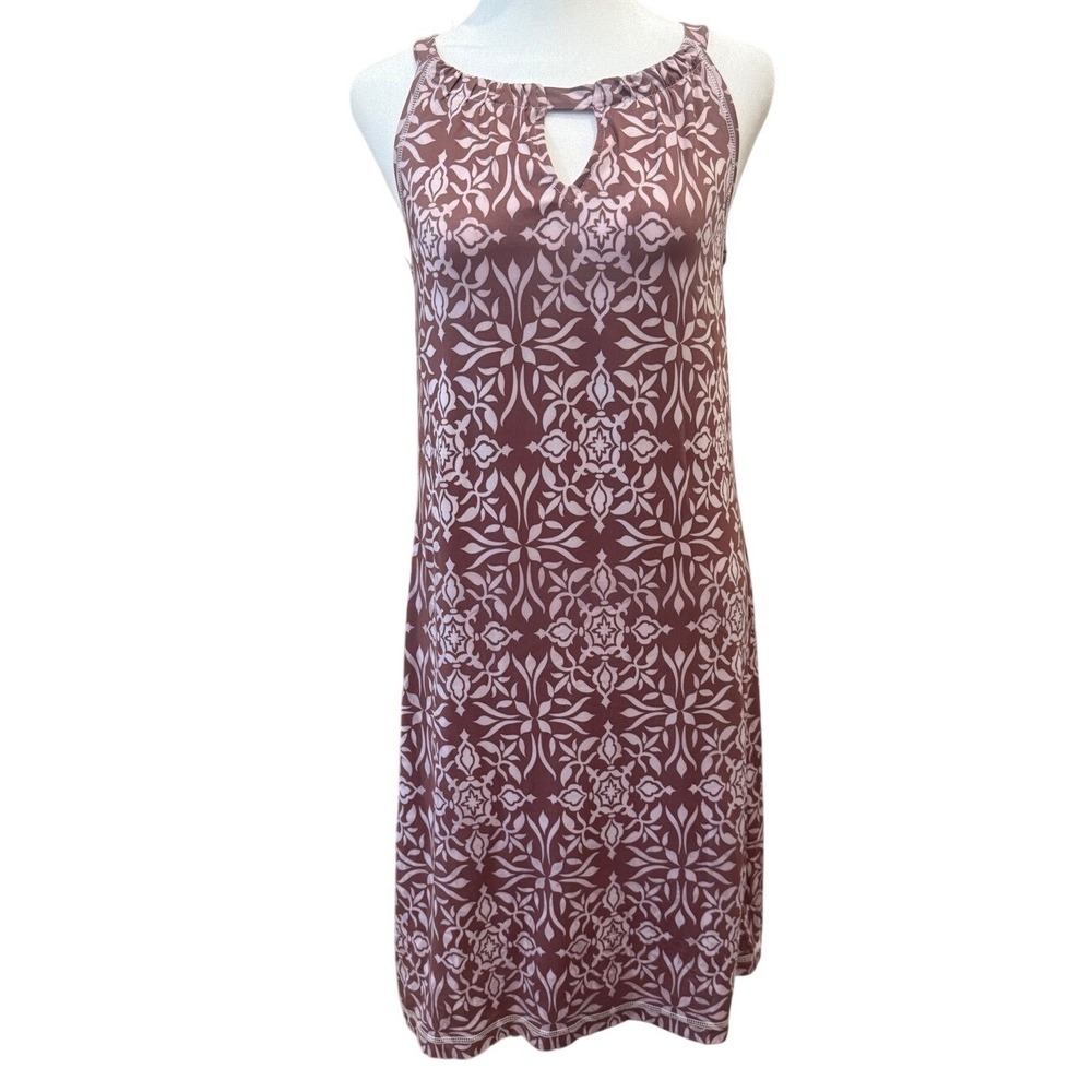 Surf Style Womens Mauve Geometric Print Keyhole Halter Sleeveless Dress Medium